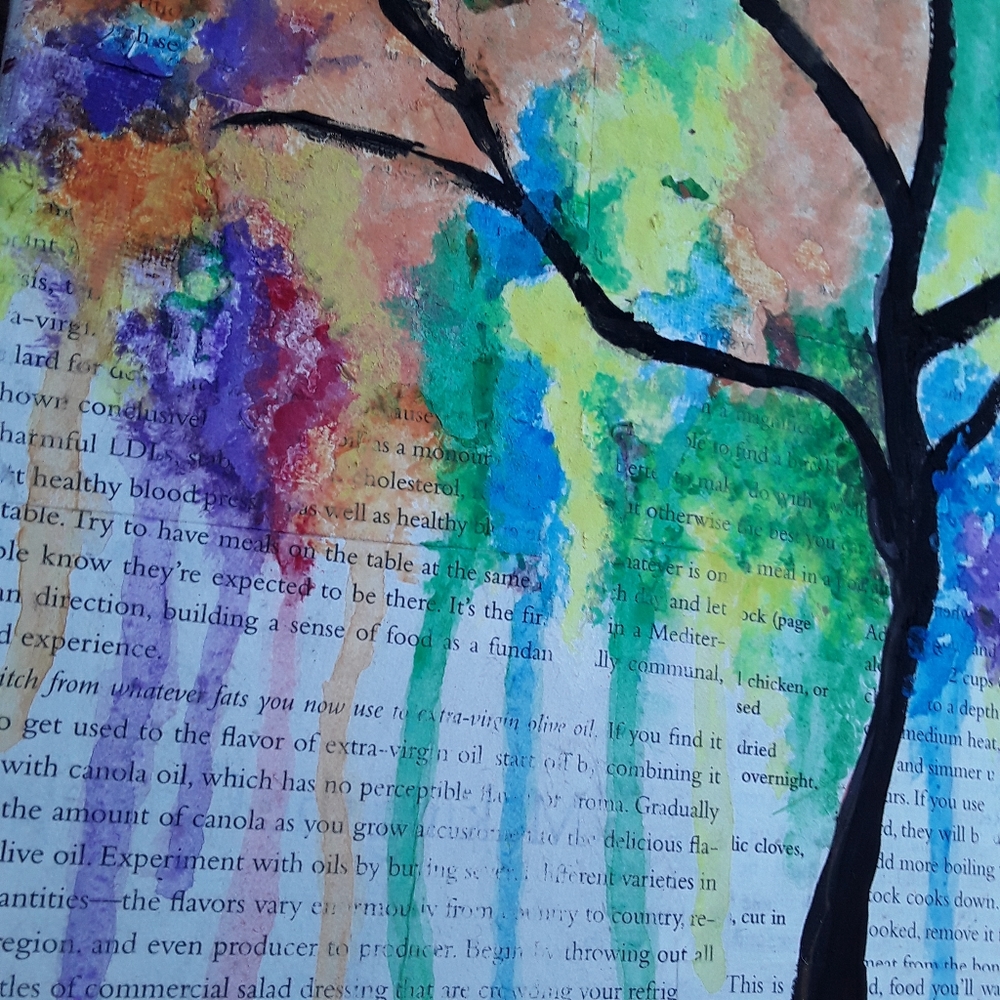 Watercolor Bright Rainbow Tree Painting Art - Picture 5 of 8